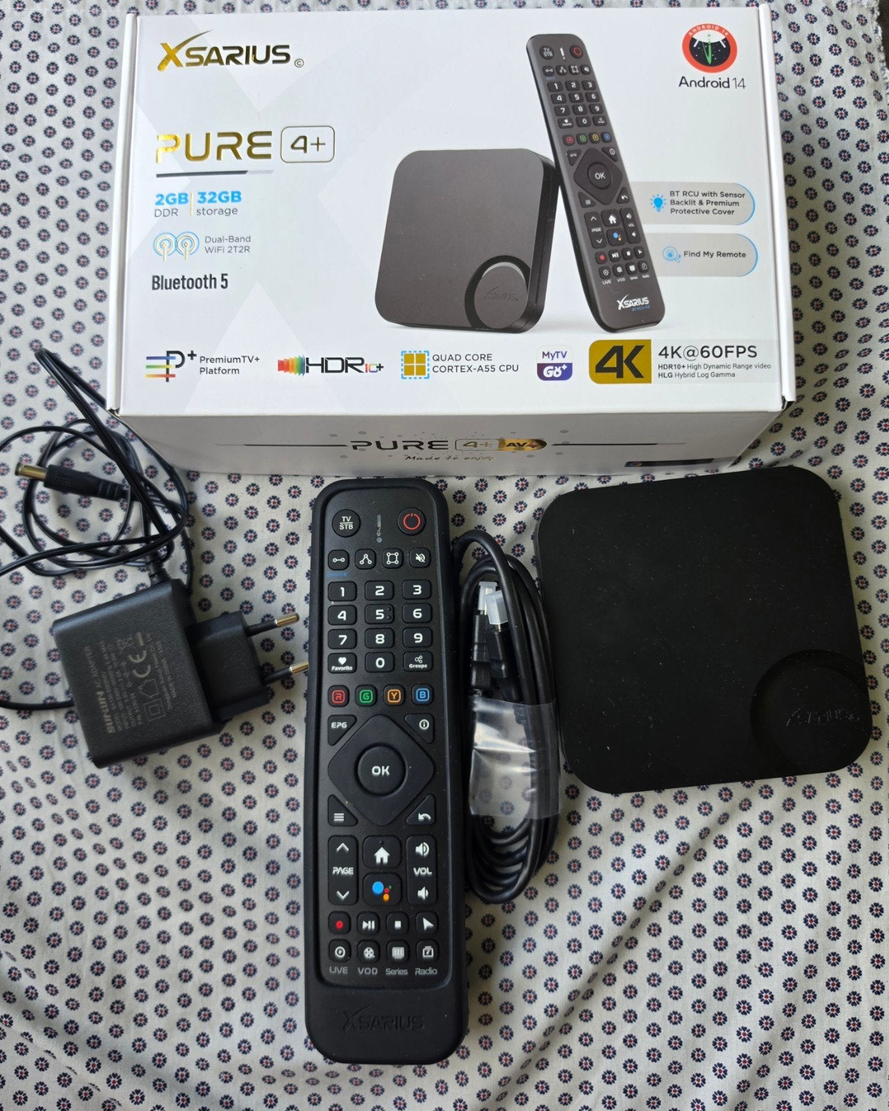 XSARIOUS PURE 4+ Android 14 TV Box met Abonemment, Ophalen of Verzenden, Zo goed als nieuw, HDMI, Zonder harde schijf