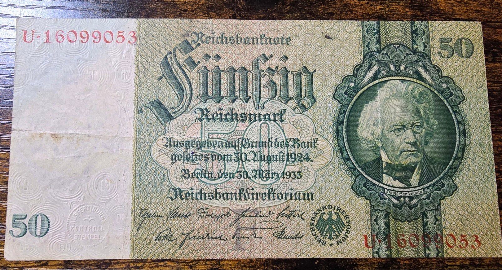Zeldzaam 50 Reichsmark biljet uit 1933 - Duitsland, Postzegels en Munten, Ophalen of Verzenden, Duitsland, Los biljet