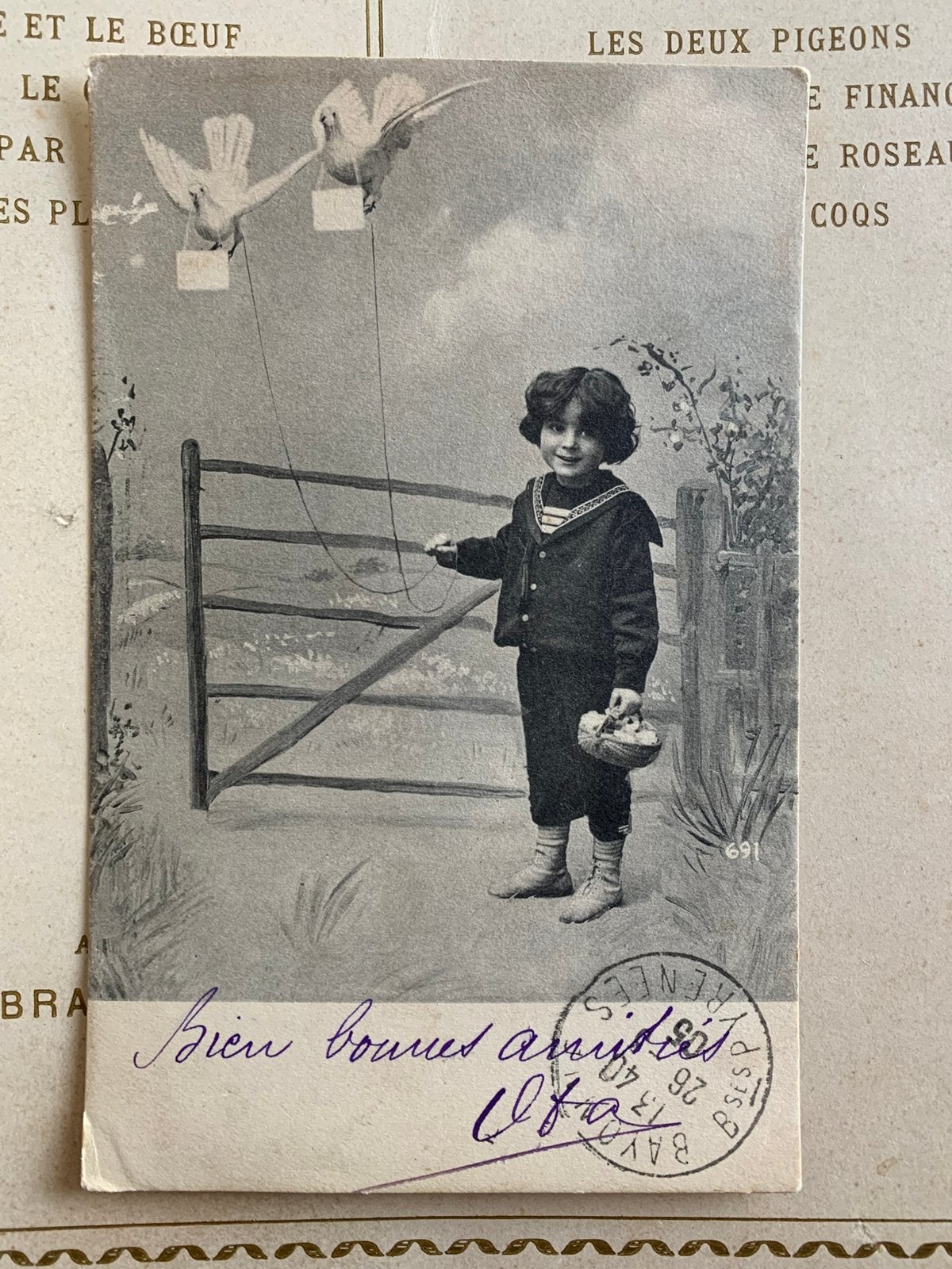 1905 Kindje met postduiven (KM), Ophalen of Verzenden, Voor 1920, Gelopen, Kinderen