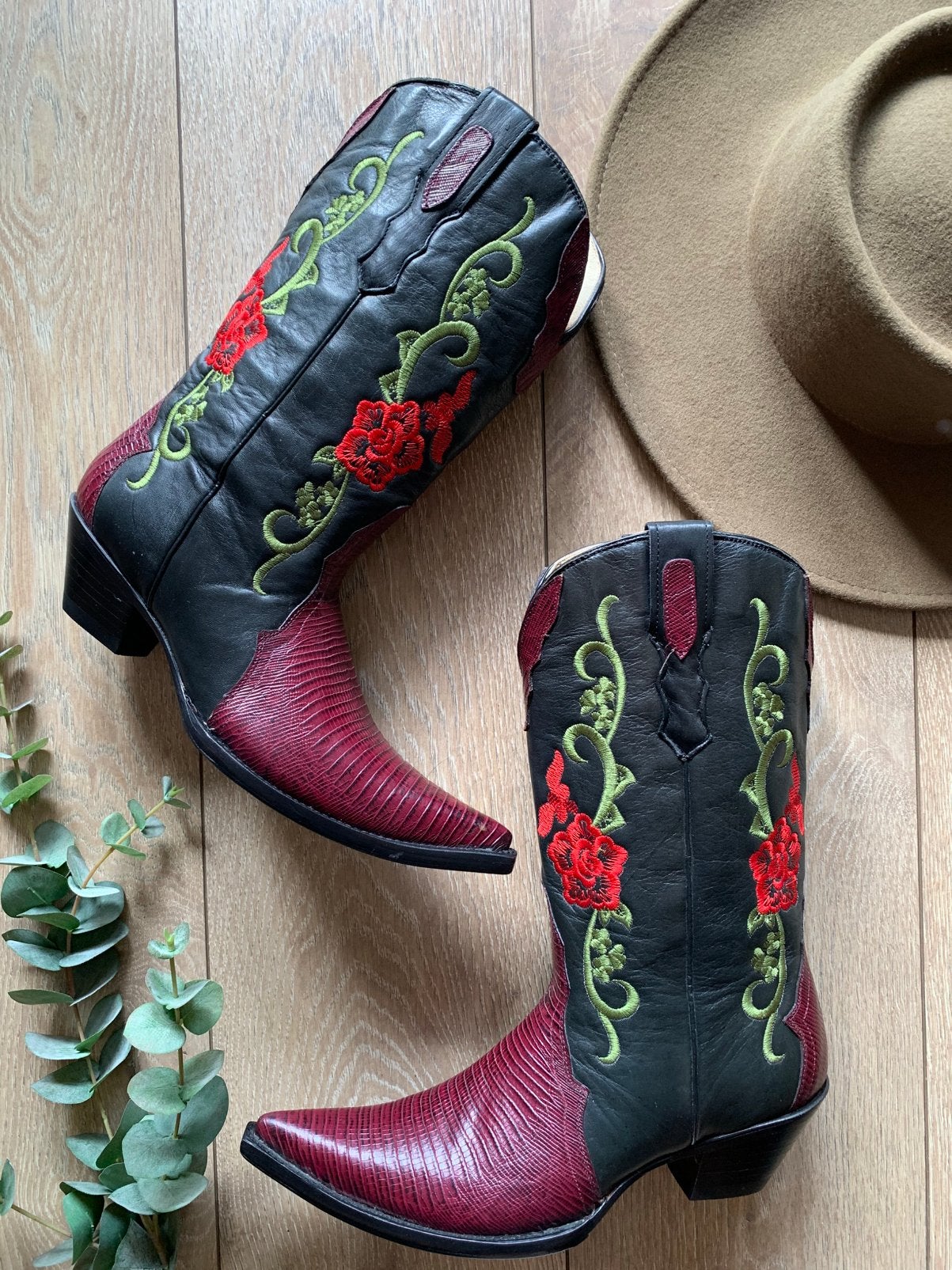 Rudel flowerboots 41 42 western boots cowboylaarzen, Hoge laarzen, -, Zwart, -
