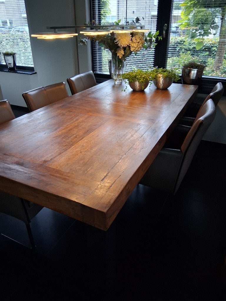 eetkamertafel zwaar massief eiken, Gebruikt, 100 tot 150 cm, Eikenhout, 200 cm of meer