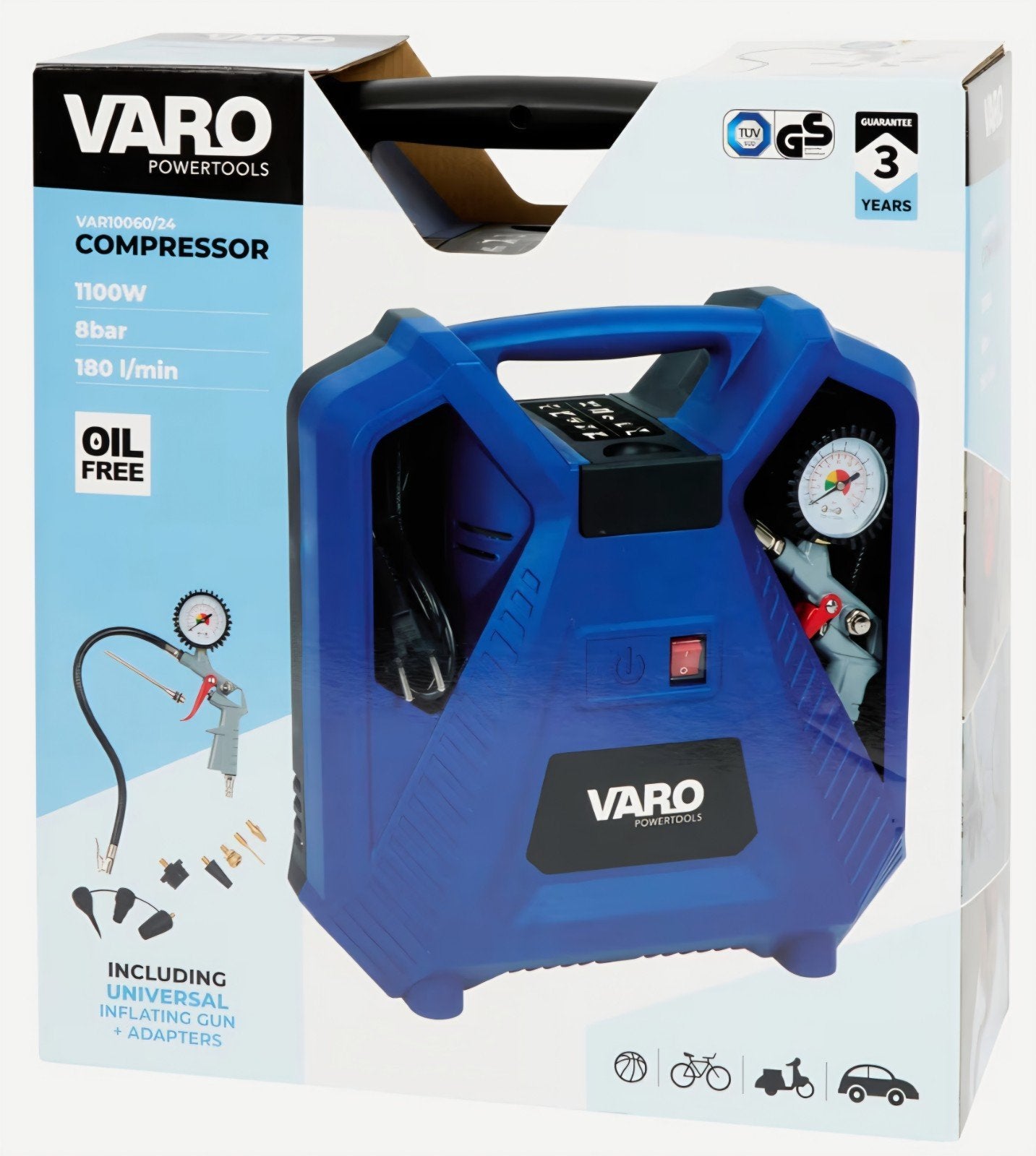 VARO Compressor 1100W 8-bar, 6 tot 10 bar, Nieuw, Ophalen of Verzenden, Minder dan 200 liter/min