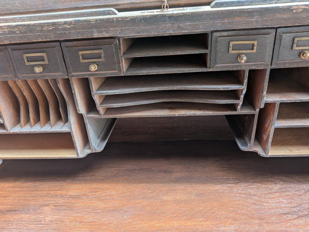 Antiek Engels Rolluikbureau / Tambour Desk – 1908, Ophalen