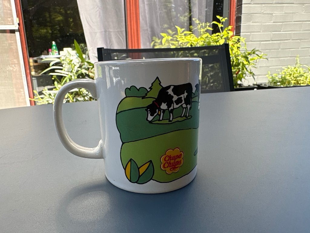 Vintage Chupa Chups Mok / Beker - Koeien in Weide, Ophalen of Verzenden, Zo goed als nieuw, Porselein, Kop en/of schotel
