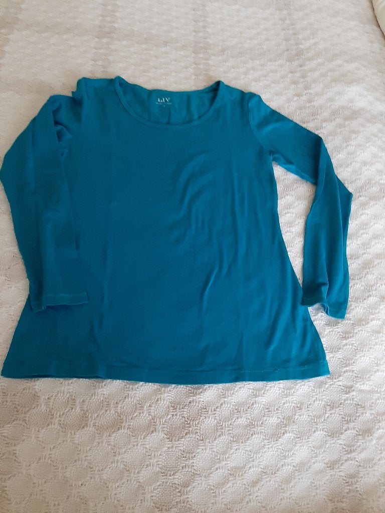 prachtig blauw shirt LIV maat M, Kleding | Dames, Blauw, Zo goed als nieuw, Lange mouw, LIV