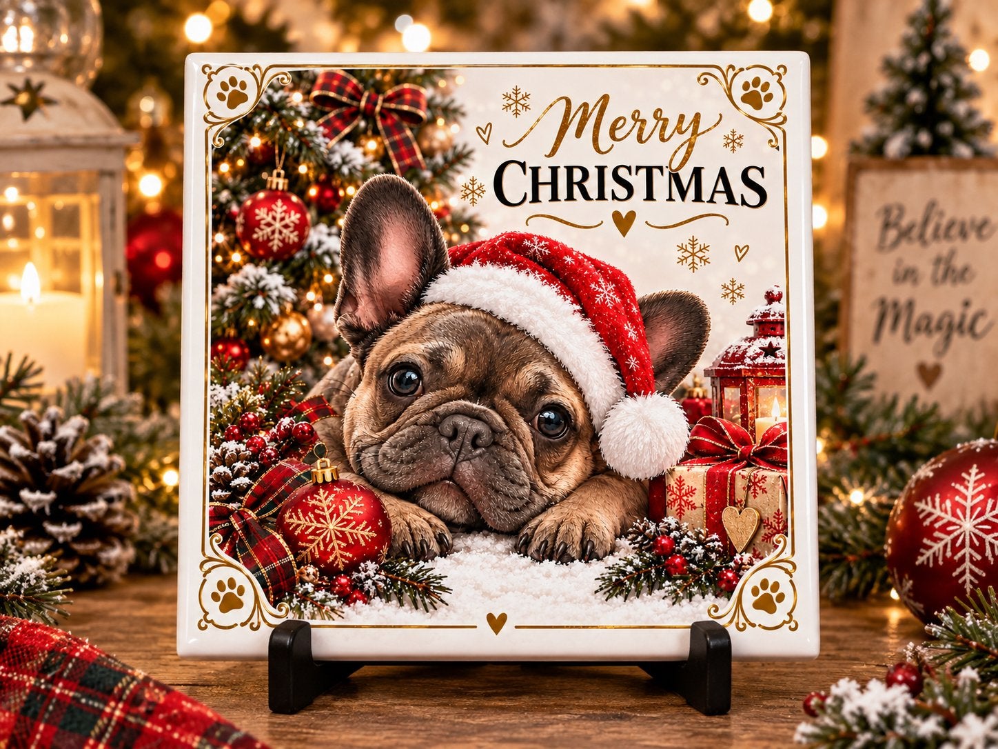Kerst Tegel - Franse Bulldog, Verzenden, Nieuw