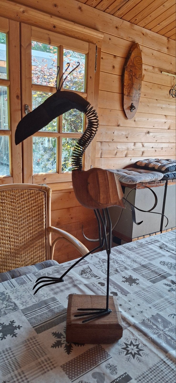 Uniek Pelikaan Standbeeld - Hout en Metaal, Antiek en Kunst, Kunst | Beelden en Houtsnijwerken, Beeld, Hout, Vogel, 20 - 50 cm