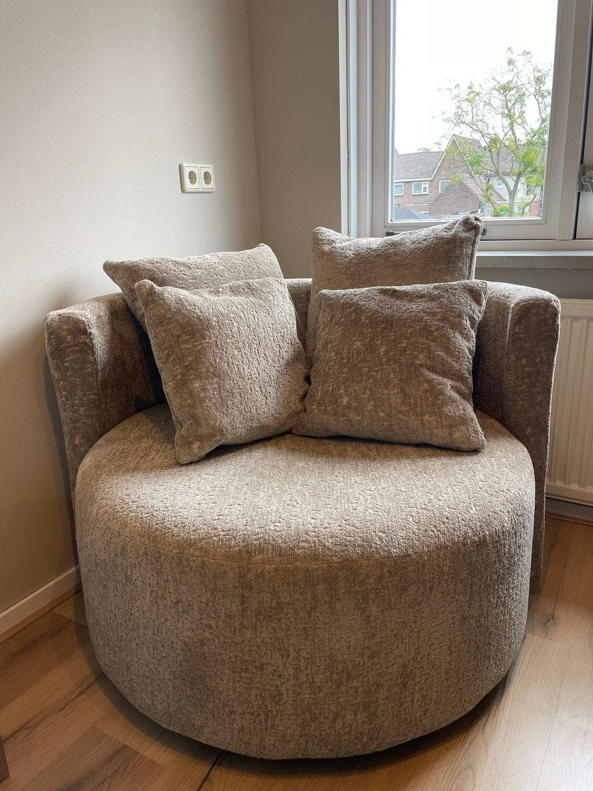 Beige/taupe draai fauteuil Haco NIEUW!, Huis en Inrichting, Fauteuils, Ophalen, Nieuw, Stof, 75 tot 100 cm