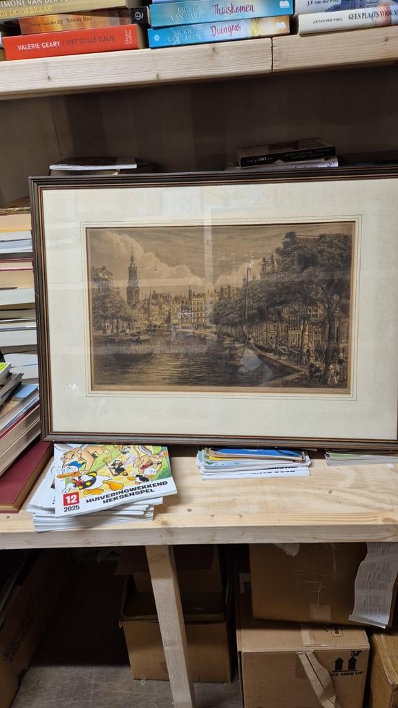 Ets van Eugene Rensburg. de Singel in Amsterdam, Antiek en Kunst, Kunst | Etsen en Gravures, Ophalen