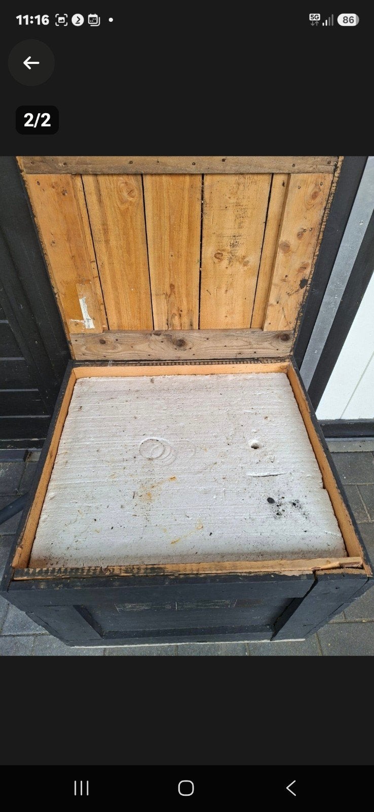 Houten Kist/Hocker, geïsoleerd zwart, Tuin en Terras, Ophalen, Gebruikt