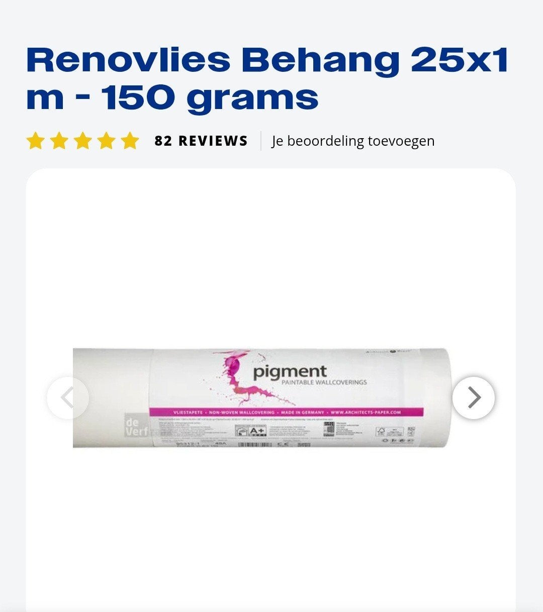 Nieuw Renovlies Behang 25x1m - 150 gram (Nieuwprijs 29), Ophalen, Overige merken, Wit, 25 tot 50 m²