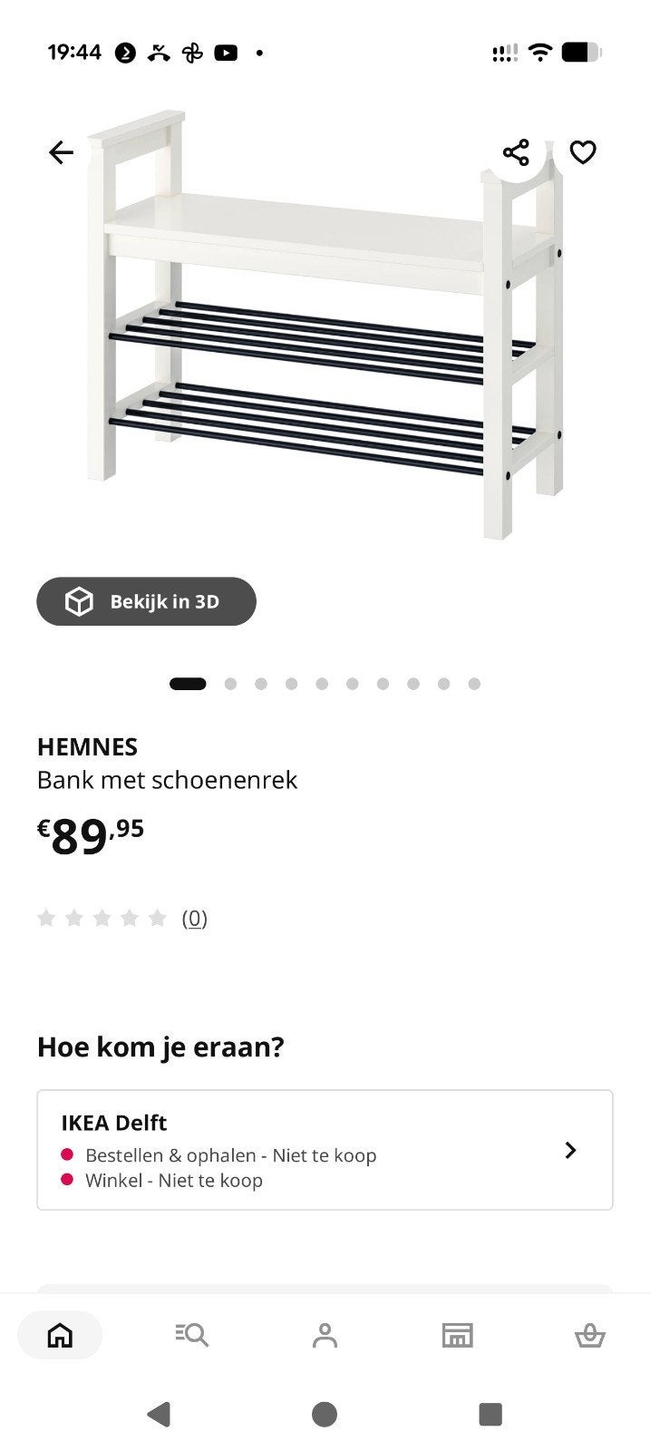 IKEA HEMNES bankje met schoenenrek, Ophalen, Gebruikt, Scandinavisch, Modern