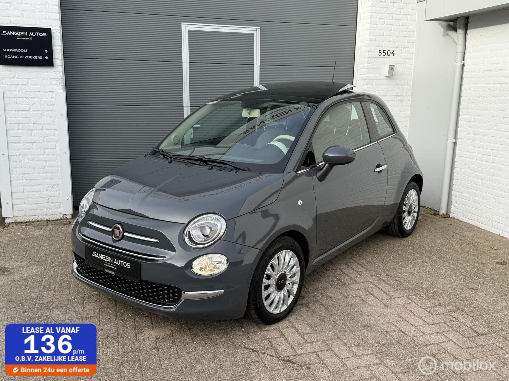 Fiat 500 0.9 TwinAir Turbo Lounge Pano Cruise Leer Nardo, Auto's, Voorwielaandrijving, Gebruikt, 905 kg, Bedrijf