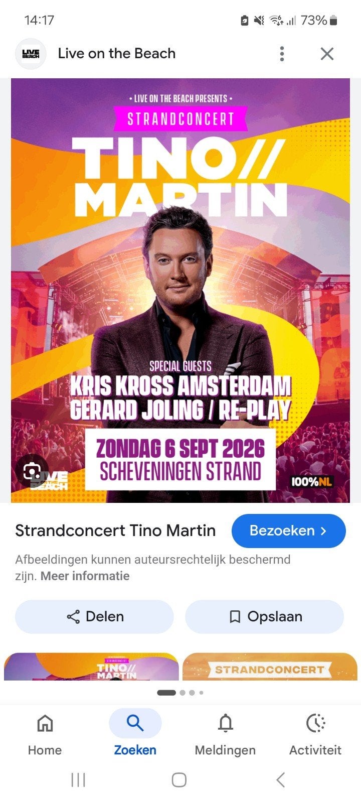 2 tickets Tino Martin live at the beach, Tickets en Kaartjes, Twee personen, September, Levenslied