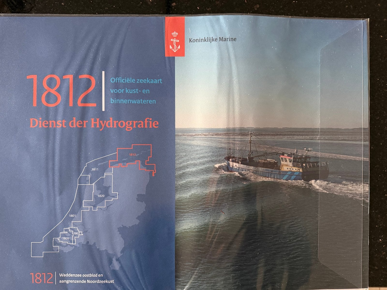 Officiële zeekaart 1812 Waddenzee oostblad en Noordzeekust, Ophalen, 2000 tot heden, Nederland, Landkaart