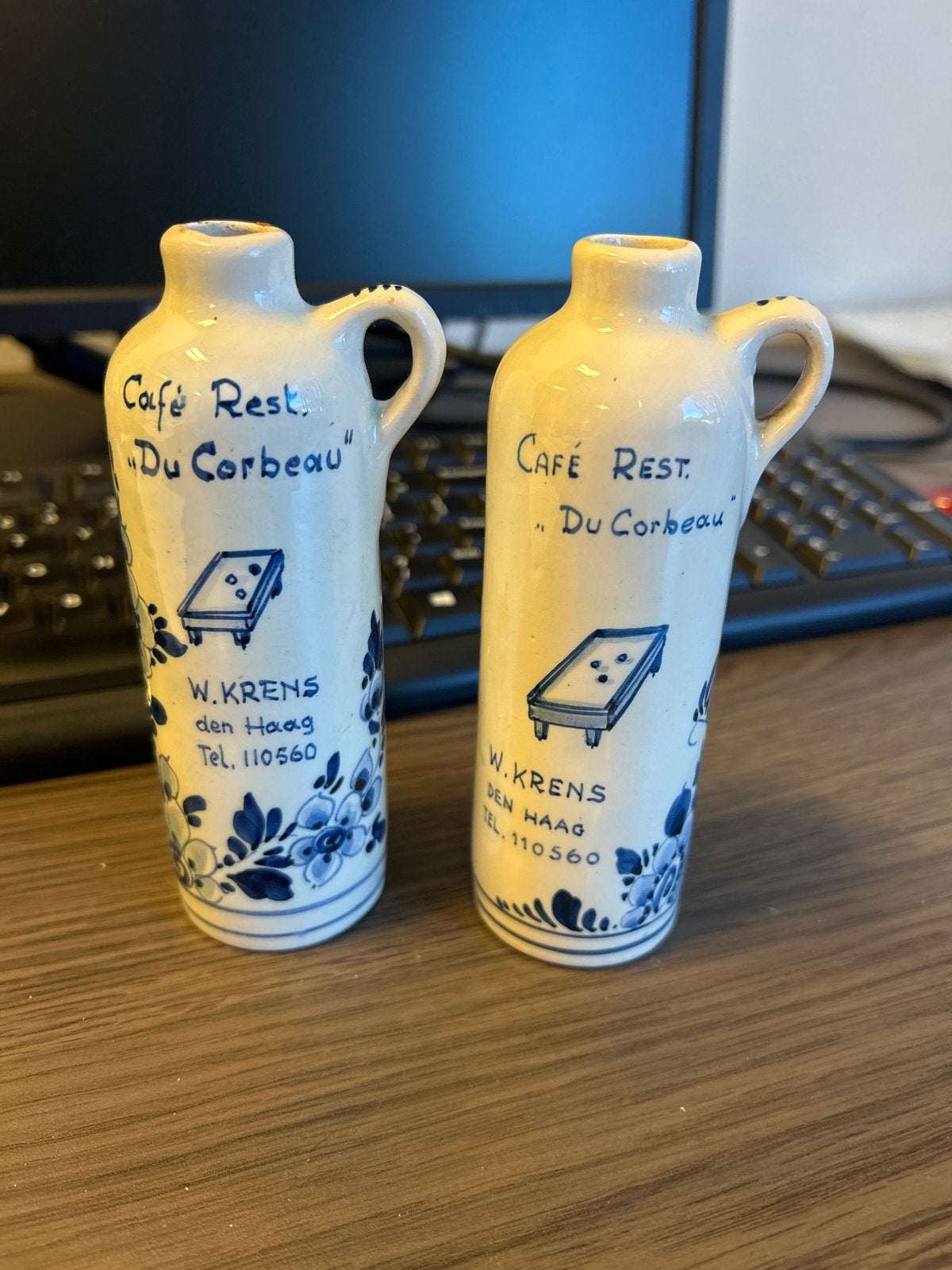 Delfts Blauw miniatuur kruikjes 'Du Corbeau' W. Krens, Ophalen of Verzenden