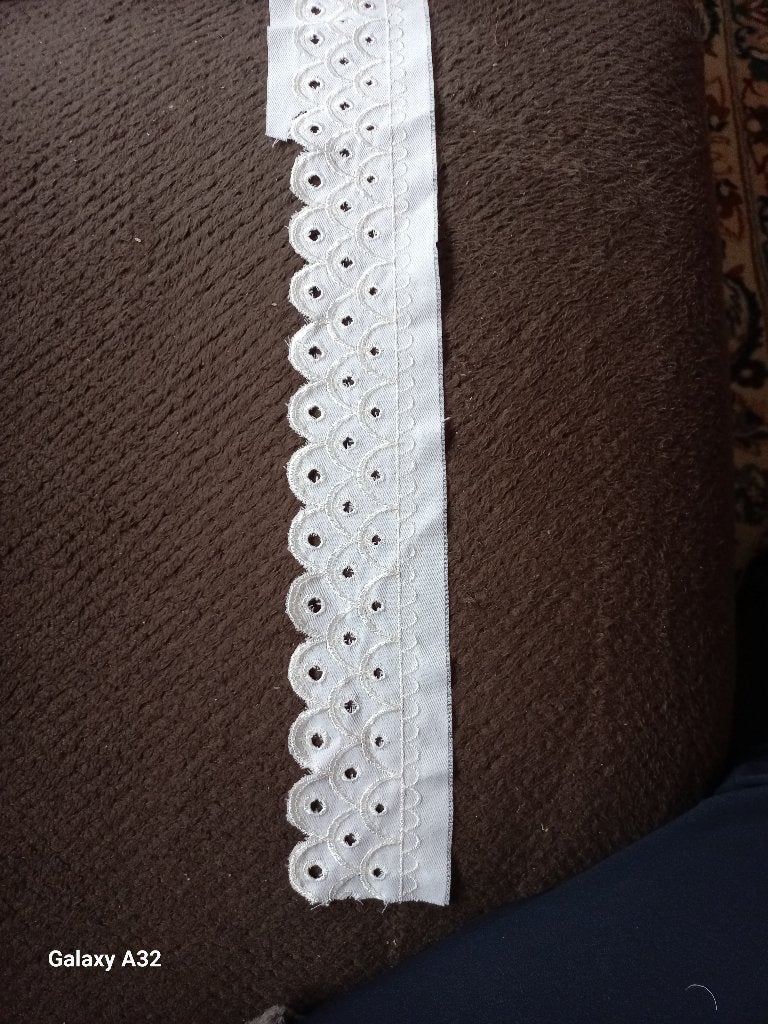 9 meter wit kant, katoenen broderie band 7 cm breed, Ophalen of Verzenden, Nieuw, Kant