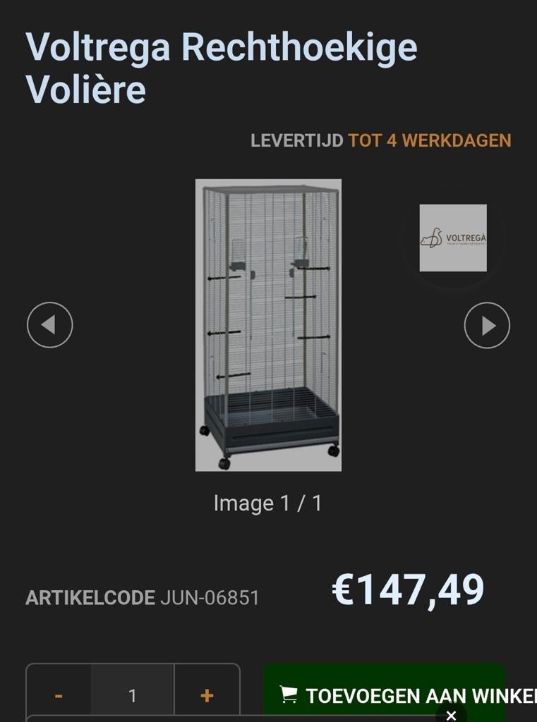 Volière, argaponiskooi, vogelkooi, grote kooi, Dieren en Toebehoren, Vogels | Hokken en Kooien, Ophalen, Zo goed als nieuw, Metaal