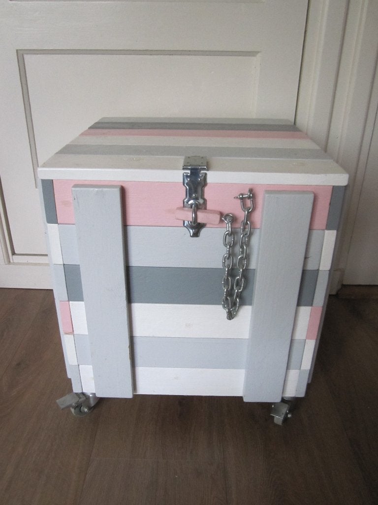 Z.G.A.N  Houten mobiele opbergkist / speelgoedkist, Ophalen, 50 – 75, Minder dan 50 cm, Minder dan 50 cm