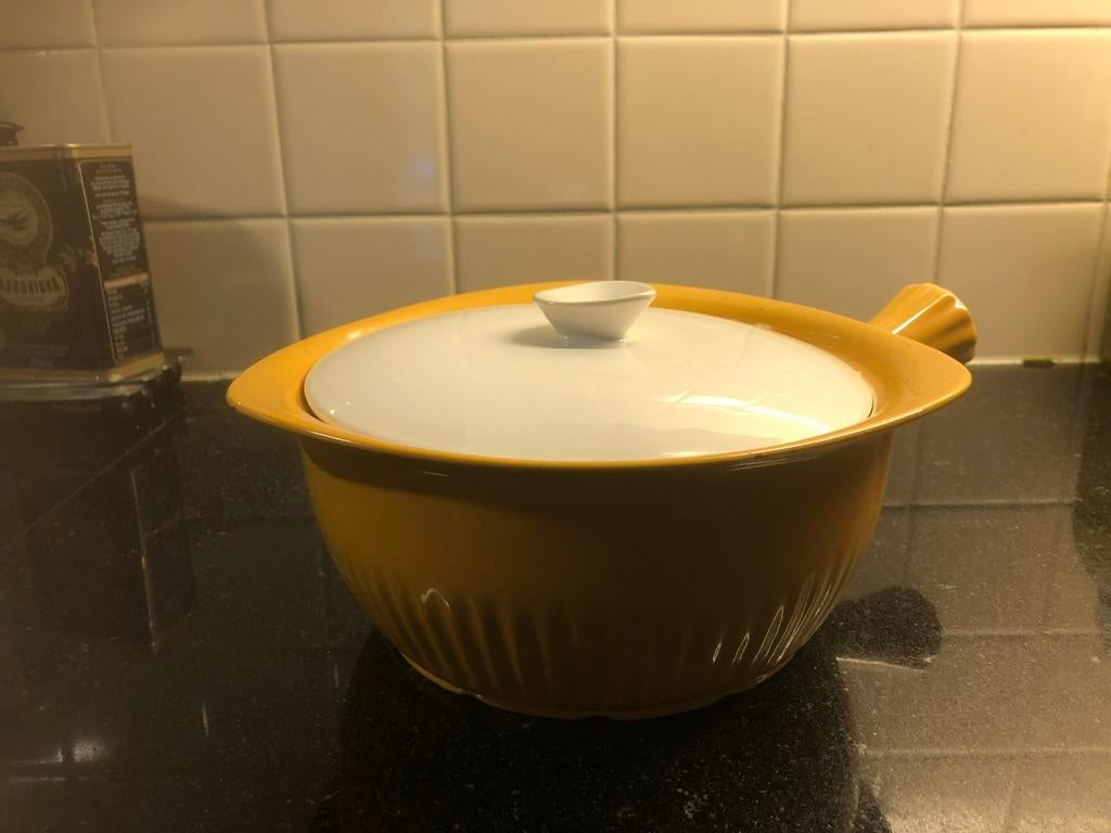 t.k.Koninklijke plateel Gouda steelpan keramiek 17cm VINTAGE, Ophalen