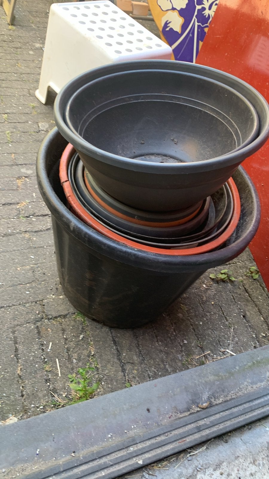 Grote plantenpotten diverse grotes, Ophalen, Gebruikt, Rond, Aardewerk