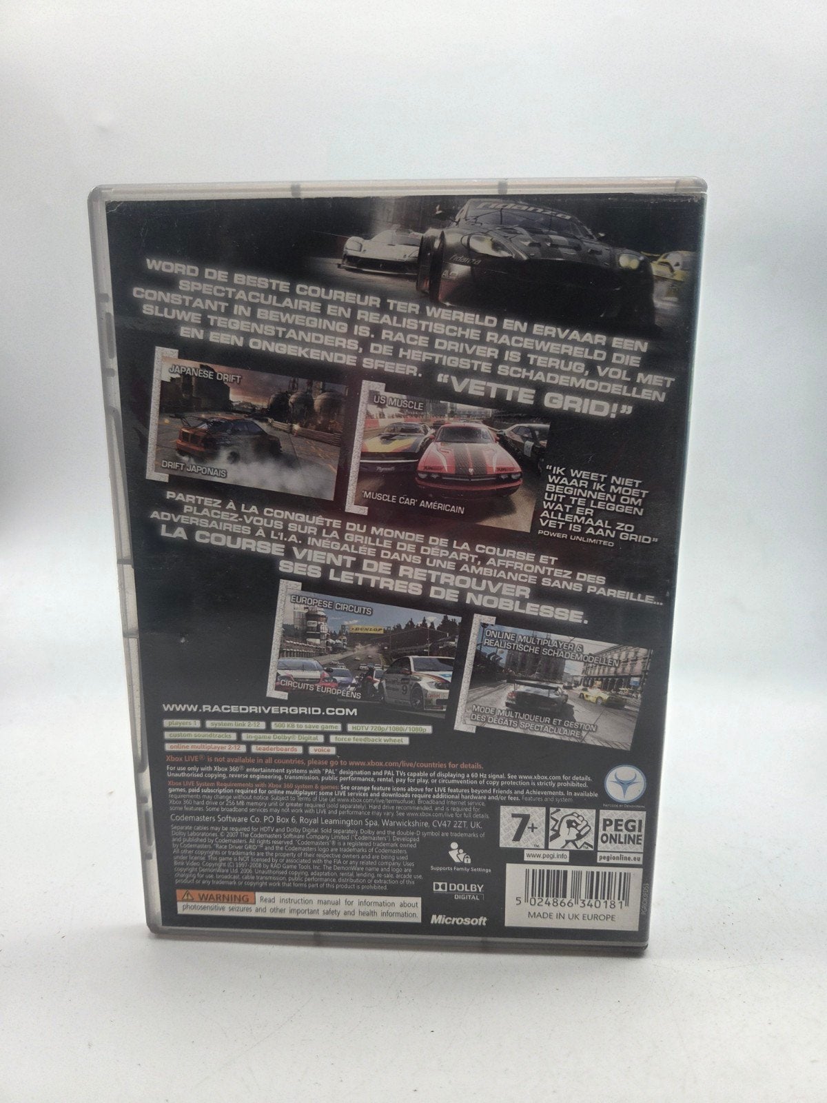 Race Driver GRID - Xbox 360 Classics (PEGI 7+), Online, Gebruikt, Niet gespecificeerd op de verpakking, 1 speler