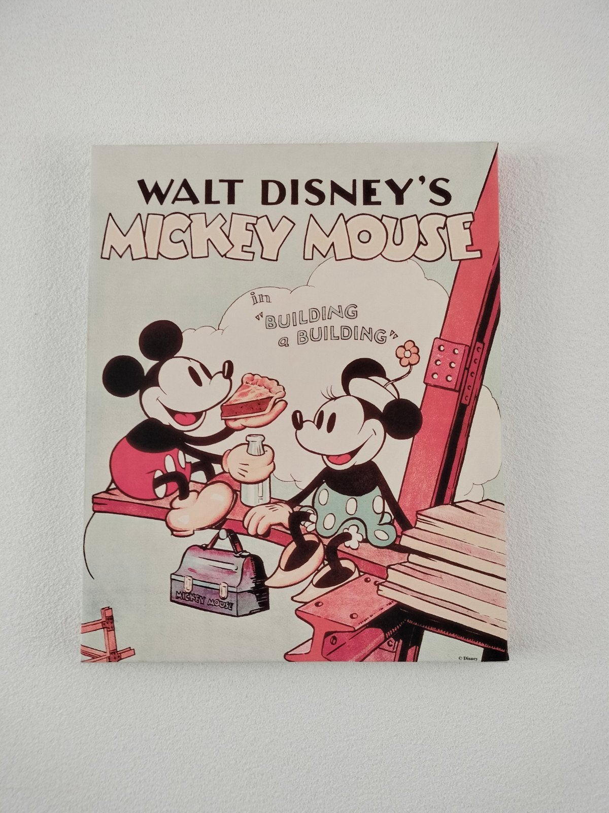 Canvas schilderij met Mickey en Minnie Mouse, Minder dan 50 cm, 50 tot 75 cm, Ophalen of Verzenden, Zo goed als nieuw