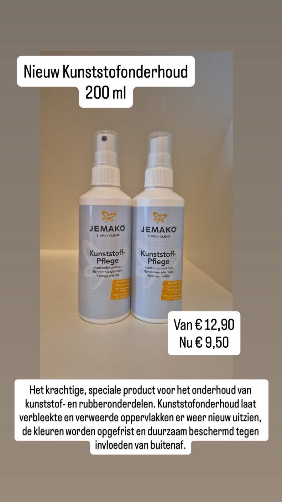 JEMAKO Kunststofonderhoud 200 ml - Nieuw!, Ophalen of Verzenden