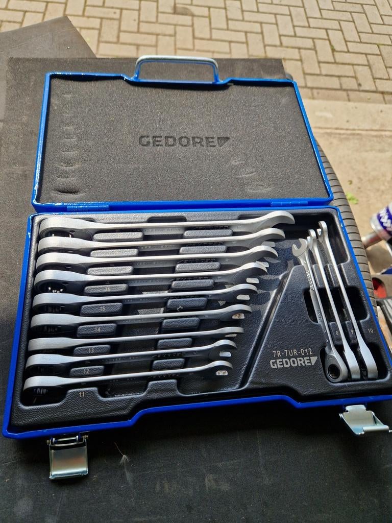 Gedore 7R-012 ringratelsteeksleutels in kist, Ophalen of Verzenden, Zo goed als nieuw