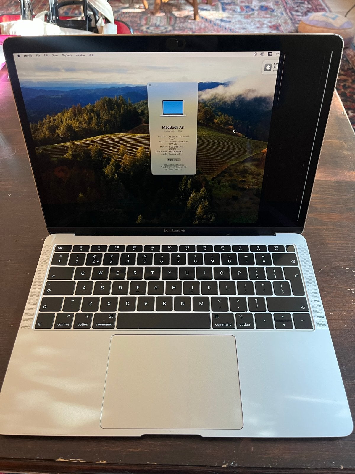 MacBook Air 2019 13 inch, Gebruikt, Qwerty, 8 GB, 13 inch