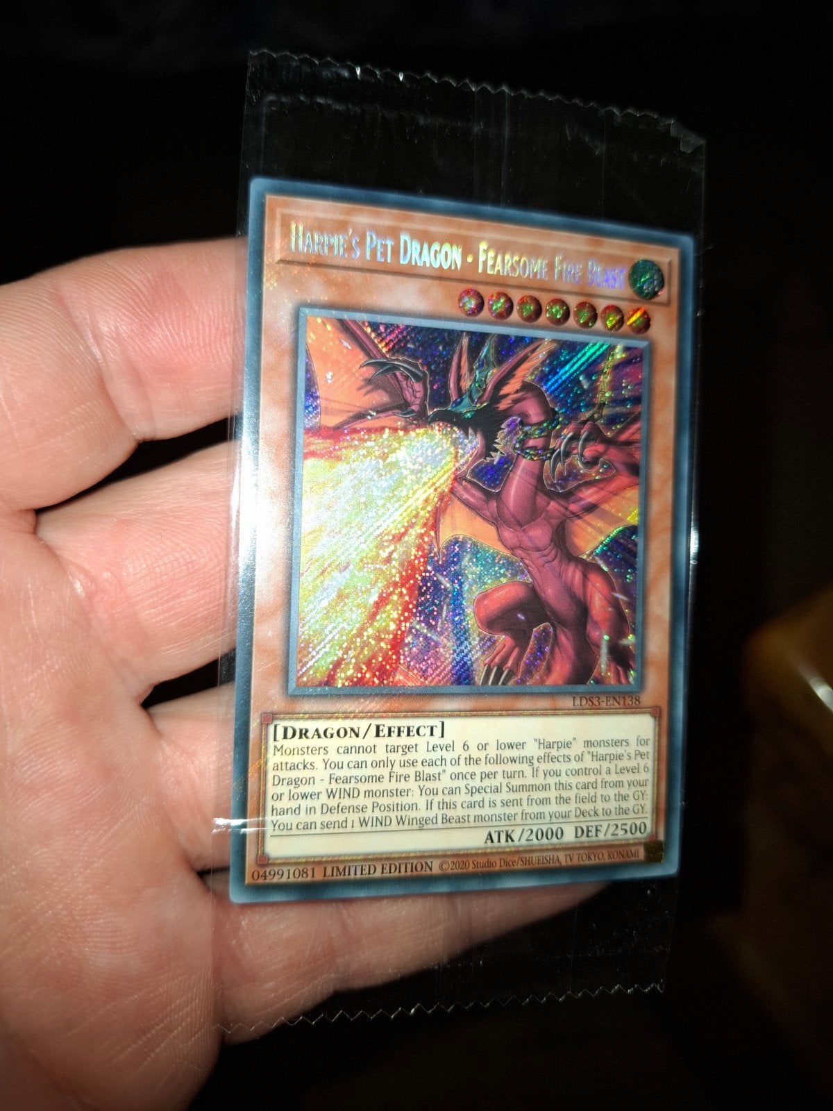 Yu-Gi-Oh! Harpie's Pet Dragon Fearsome Fire Blast MINT, Ophalen of Verzenden, Nieuw, Losse kaart, Foil