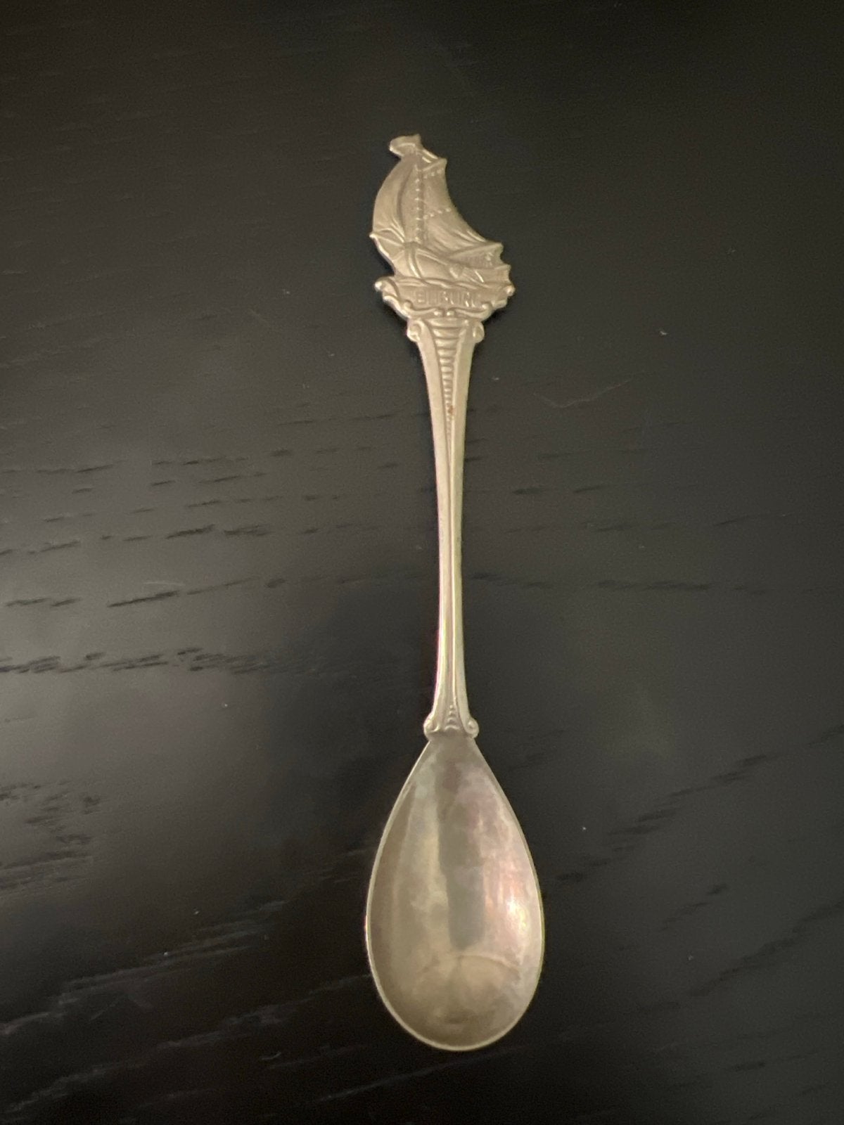 Vintage zilveren lepel met zeilschip - Souvenir, Antiek en Kunst, Ophalen of Verzenden
