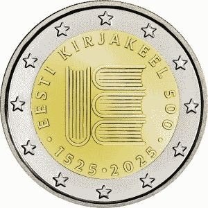 2 Euro Estland 2025 UNC - 500 jaar Geschreven Estse Taal, Postzegels en Munten, Munten | Europa | Euromunten, Verzenden, Estland