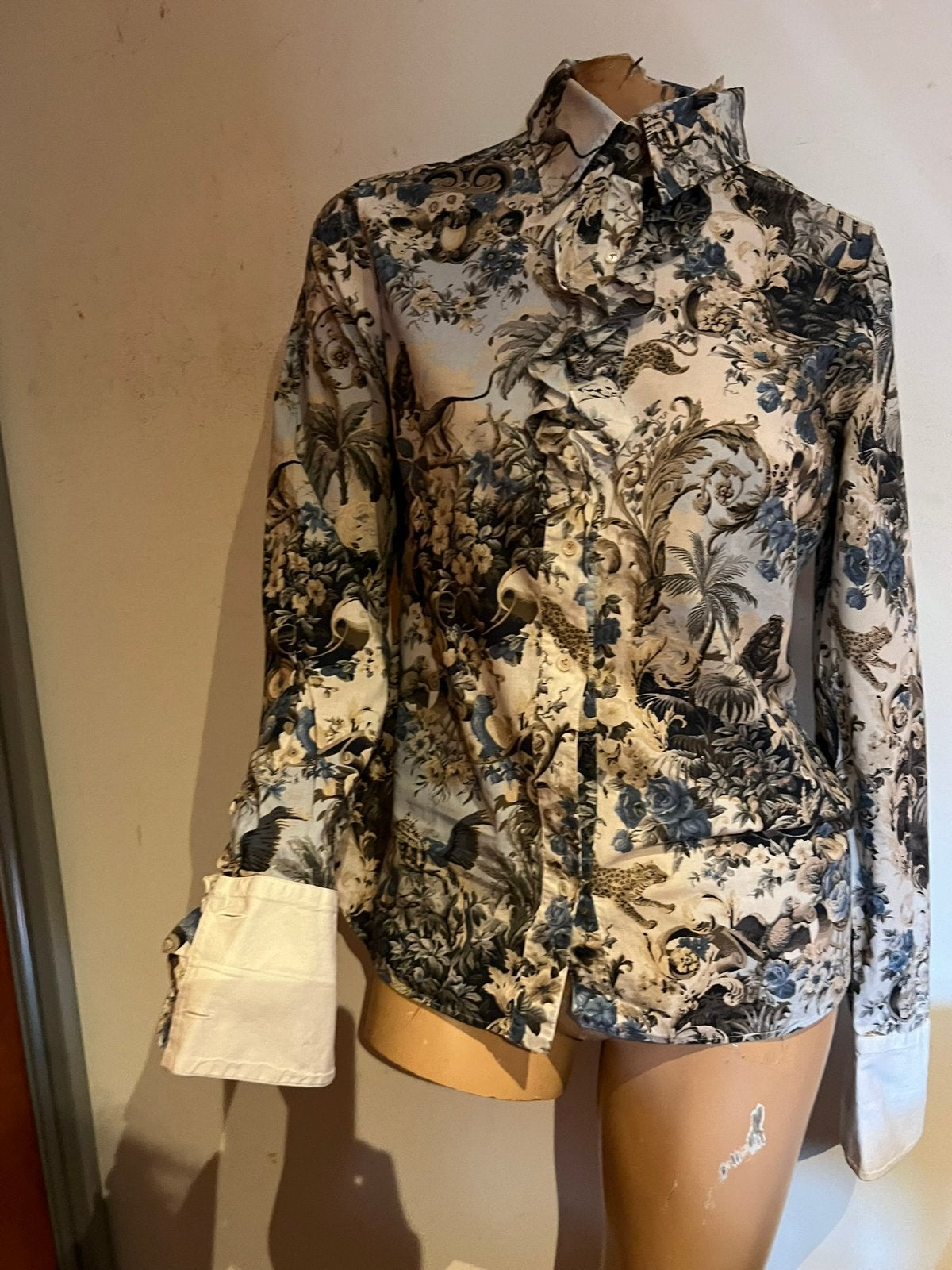 VAN JAACK blouse met roesjes maat m origineel ZGAN, Maat 38/40 (M), F, G, Beige