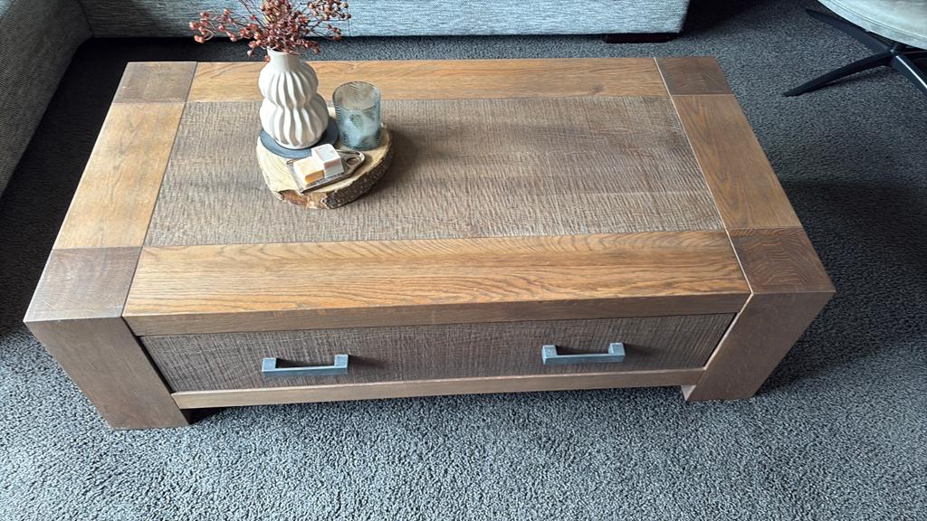 Robuuste Salontafel Eikenhout Henders&Hazel, Ophalen, 100 tot 150 cm, Eikenhout, Codam-collectie