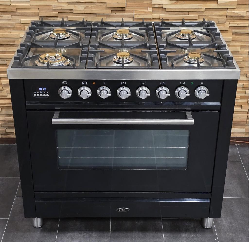 🔥Luxe Fornuis Boretti 90cm hoogglans zwart rvs 6 pits, Niet ingevuld, 60 cm of meer, Niet ingevuld, Ophalen of Verzenden