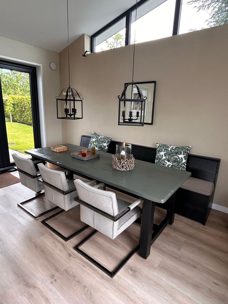 Eettafel met houten eethoekbank, Huis en Inrichting, Tafels | Eettafels, Ophalen, Gebruikt, 50 tot 100 cm, Vijf personen of meer