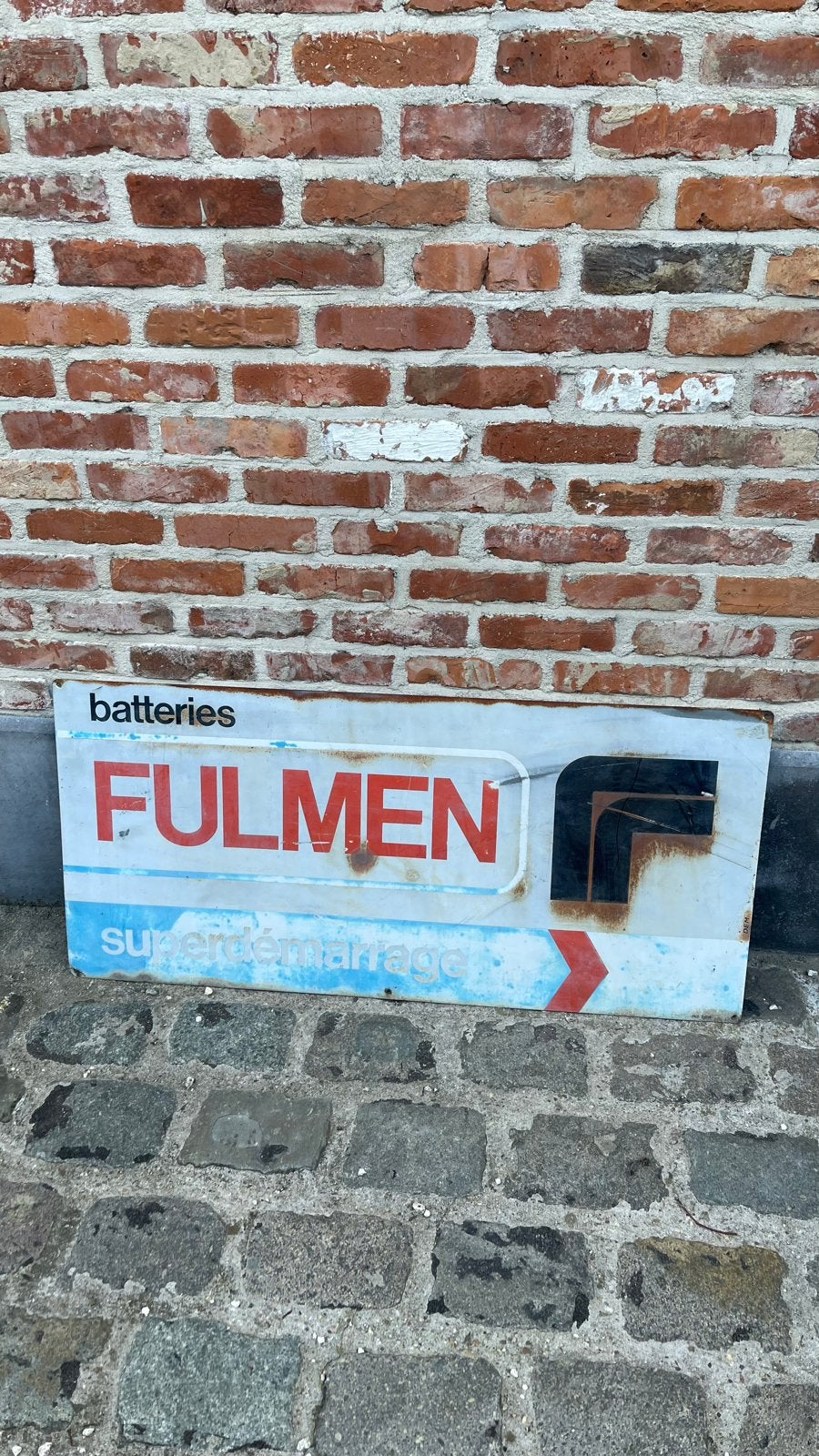 Vintage Fulmen Batterijen Emaille Reclamebord, Ophalen, Gebruikt, Reclamebord