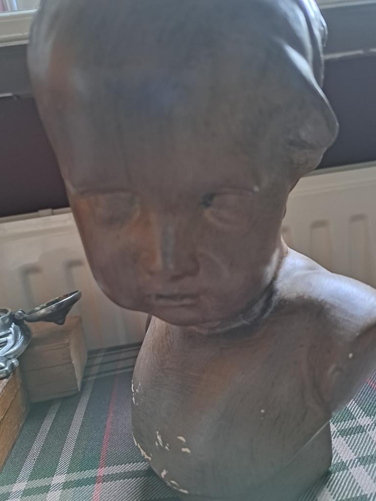 Beeld Kinderhoofdje, Antiek en Kunst, Kunst | Beelden en Houtsnijwerken, Ophalen of Verzenden
