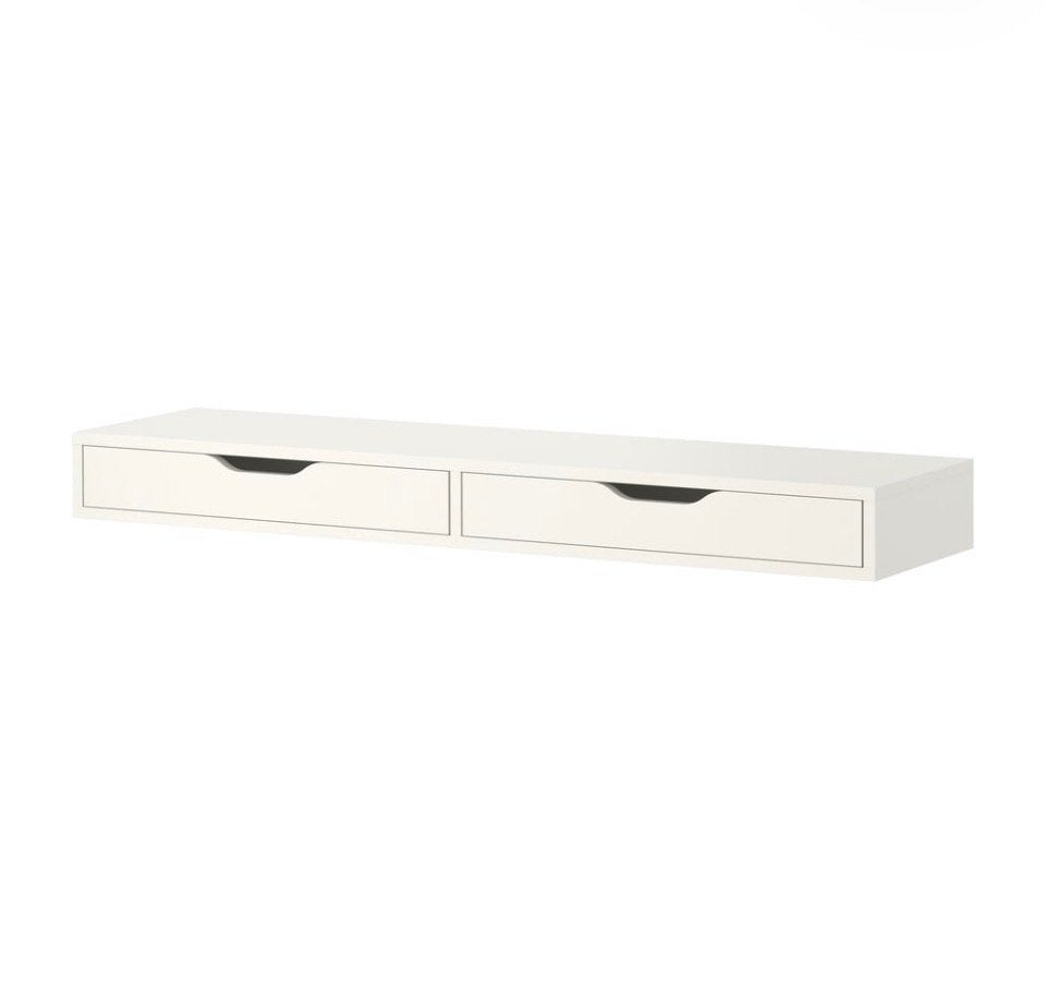 Witte wandplank met 2 lades, 119x29 cm, Ophalen, Gebruikt