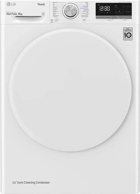 LG Warmtepompdroger RH80V5AV0N - 8 kg - Energielabel D
