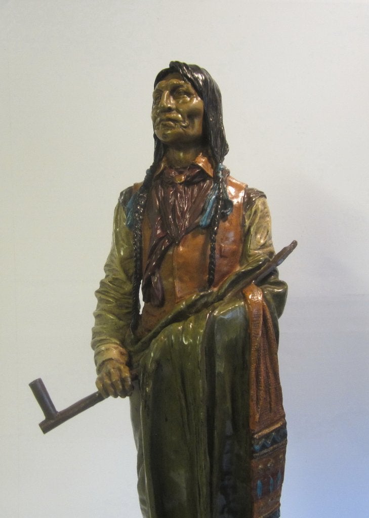 Antieke polychrome brons Carl Kauba, Wenen, ca 1910. H 62 cm, Antiek en Kunst, Ophalen, 50 - 100 cm, Brons, Beeld