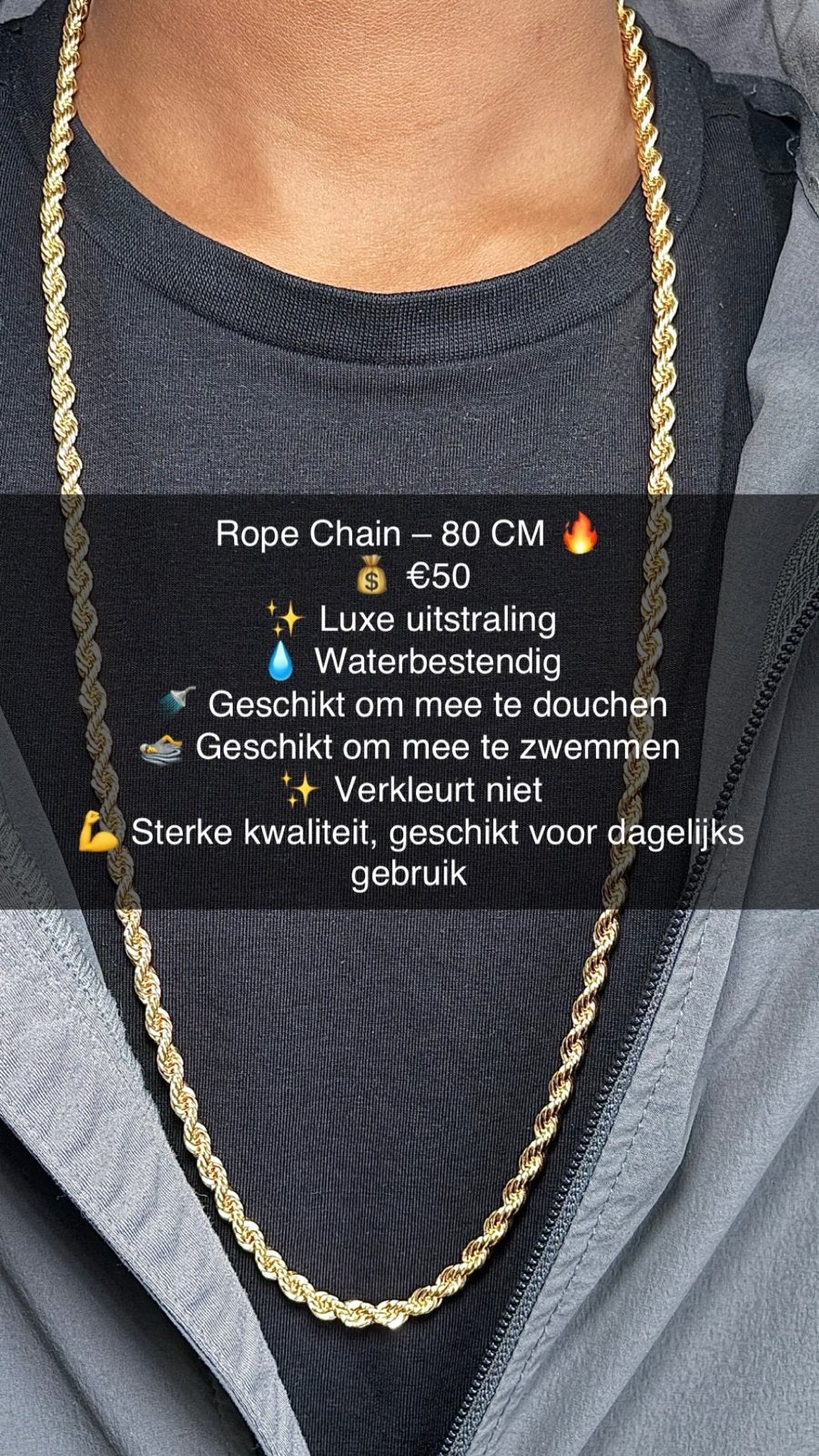 Luxe Gold Plated RVS Ketting - Waterbestendig & Duurzaam, Ophalen of Verzenden, Nieuw, Goud, Overige materialen