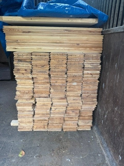 Grenen Vloerplanken  ongeveer 110m2, Doe-het-zelf en Verbouw, Hout en Planken, Ophalen, Minder dan 25 mm, Grenen, Nieuw