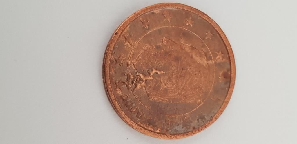 2 eurocent Belgie 2000 met misslag, Ophalen of Verzenden, Overig, Losse munt