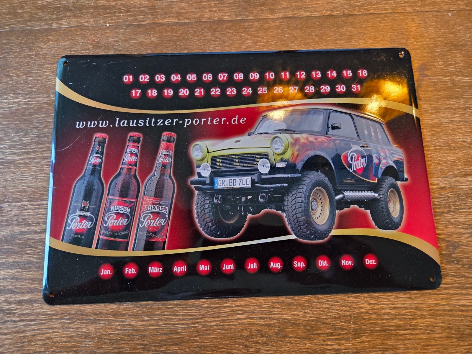 Reclamebord Lausitzer Porter Bier - 30x20 cm, Ophalen of Verzenden, Gebruikt, Reclamebord, Plaat of Schild