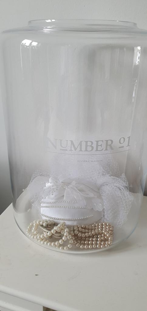 Riviera Maison Hurricane Number 01 - 40cm hoog, Ophalen of Verzenden, Zo goed als nieuw, Glas, Landelijk
