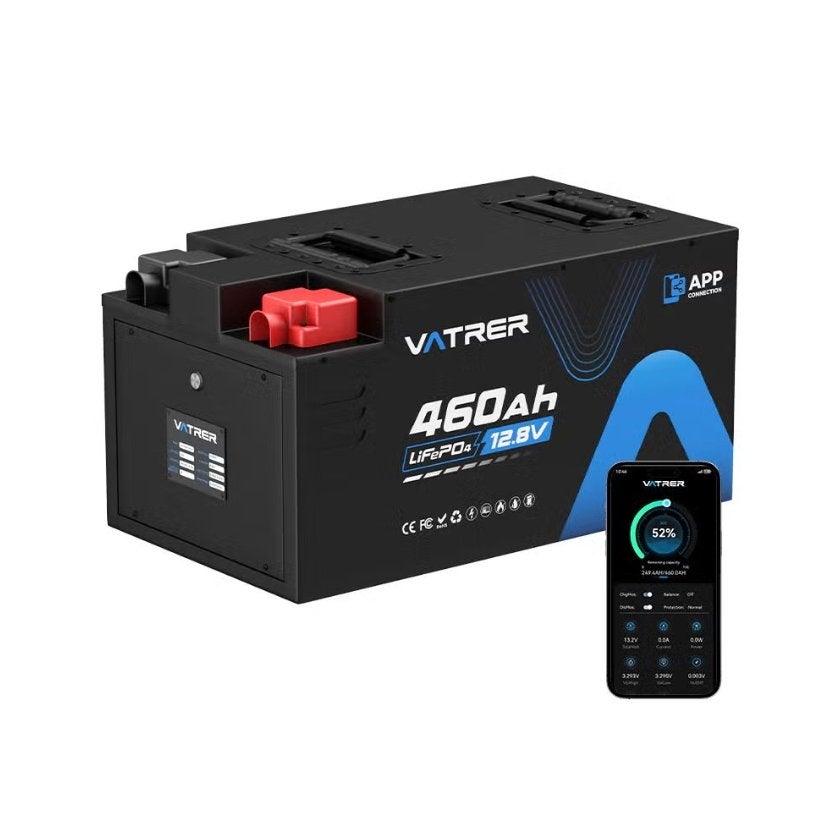 Vatrer 12V 460Ah LiFePO4 Lithium Accu – Bluetooth, SMART BMS, Postadres, Vatrer, Nieuw, Ophalen of Verzenden