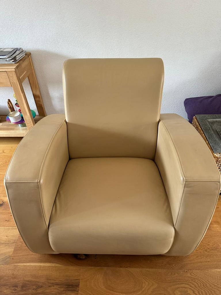 Stoel van leer, creme kleur, Ophalen, Zo goed als nieuw, 50 tot 75 cm, Leer