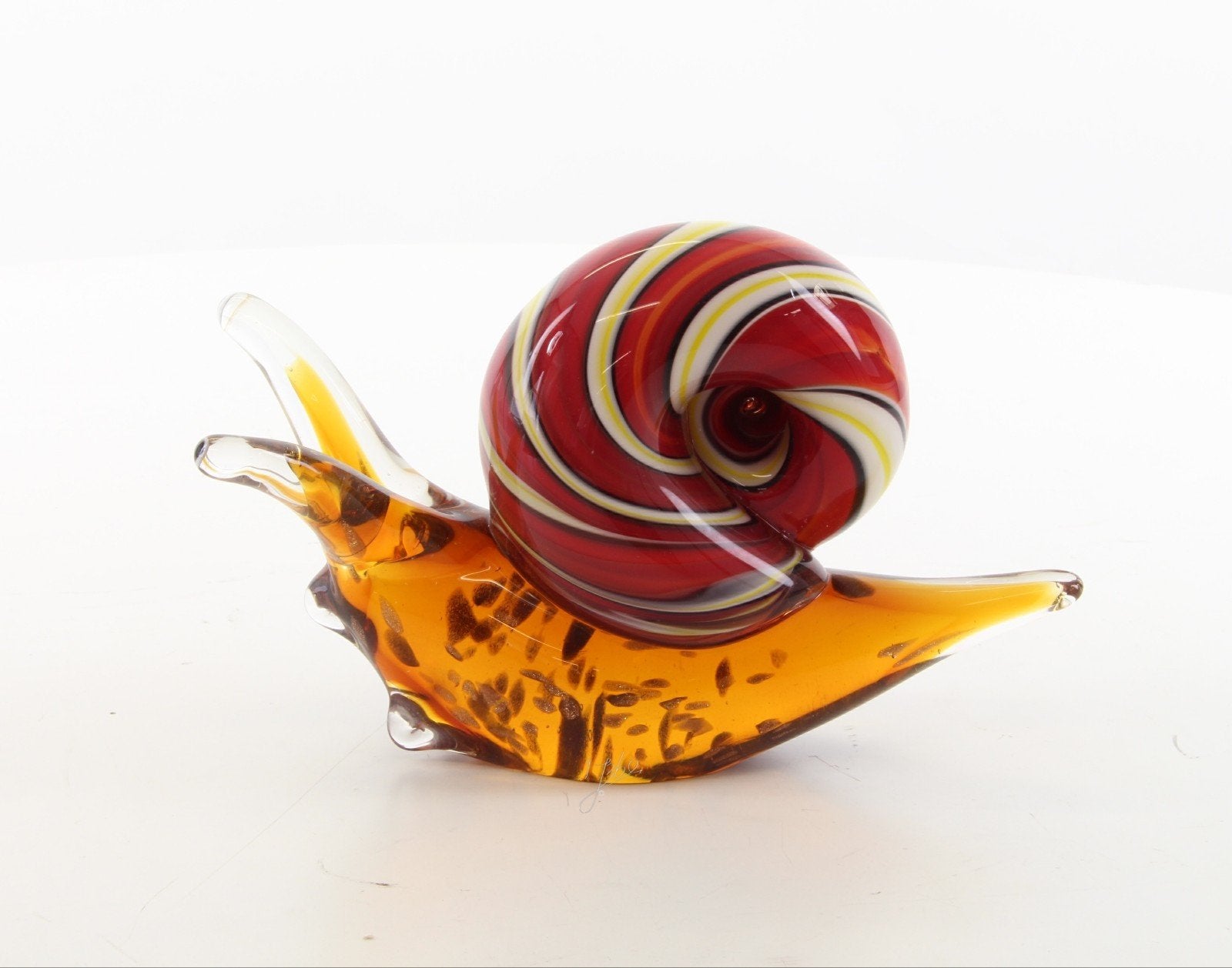 Glazen slak decoratie - Rood en geel gestreept, Ophalen of Verzenden
